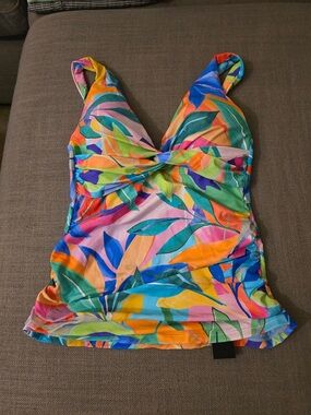 La Blanca Tropical Multicolor Twist-Front One-Piece